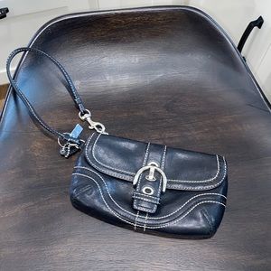 Coach black leather wristlet